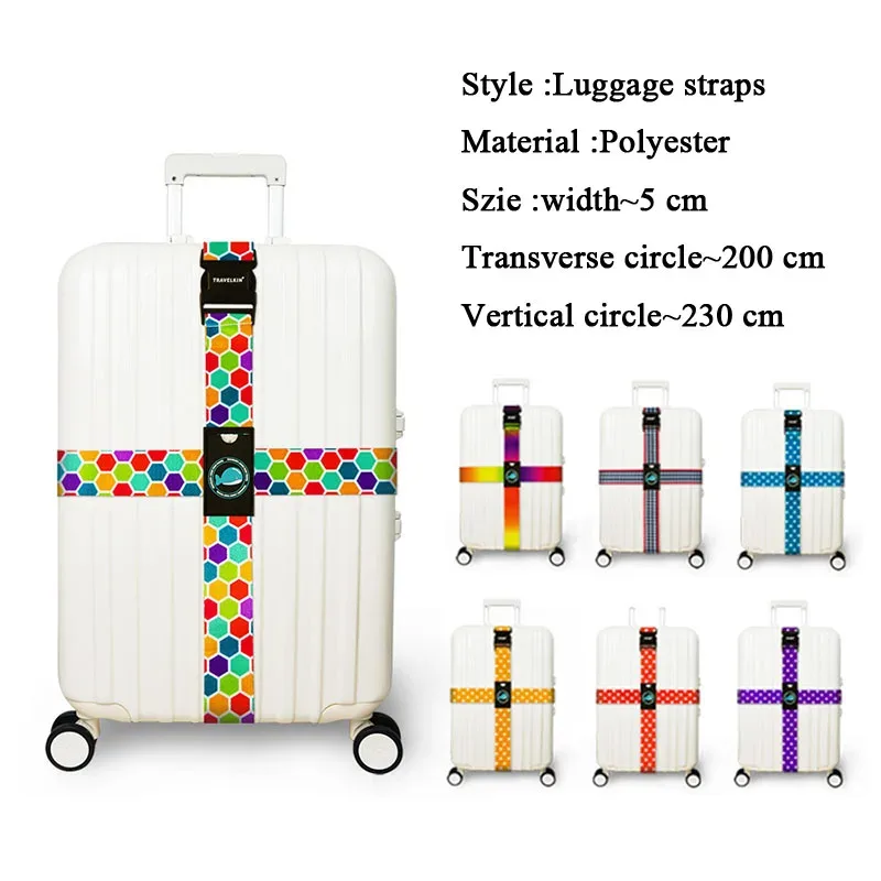 cadenas serrure tsa polyester géométrique multicolore hexagon carré sangles ajustables sac voyage ensemble huit