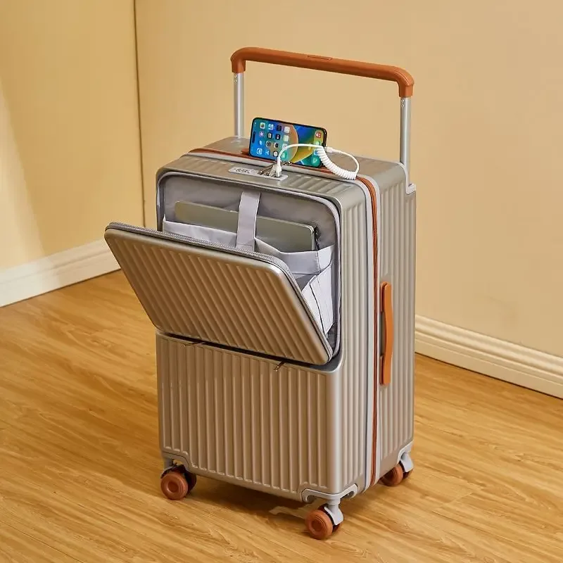 nouvelle valise à roulettes multifonctionnelle avec ouverture frontale pour ordinateur portable, bagage cabine 20 pouces, grande taille