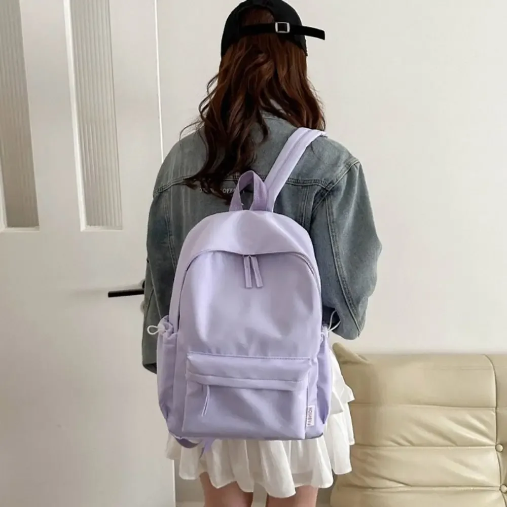 petit sac à dos uni simple, sac à dos de style coréen pour étudiants, sac à main décontracté pour femmes.