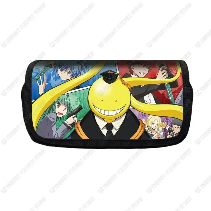 trousse à cosmétiques anime assassination irritation room pour garçons et filles, sac de papeterie pour étudiants, boîte à stylos de grande capacité