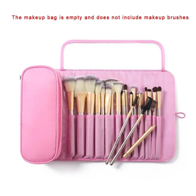 trousse de maquillage imperméable en nylon pour femme, sac à pinceaux cosmétiques, trousse de voyage, outils de pinceaux, sacs à roulettes