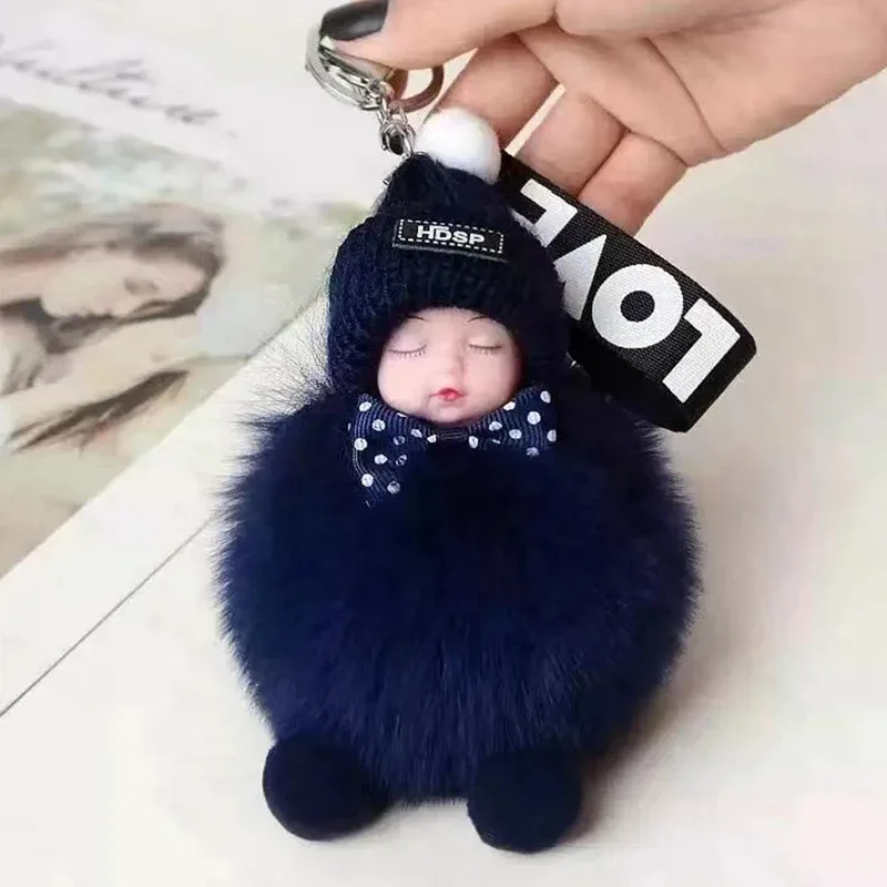 porte-clés mignon bébé endormi, pendentif en peluche moelleuse, porte-clés de voiture, breloque de sac à main tendance pour femme, décoration de sac à dos, cadeau