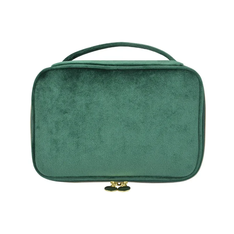 nouvelle trousse de maquillage en velours grande capacité, sac de rangement multifonctionnel portable pour voyage et toilette, pochette cosmétique en velours à main