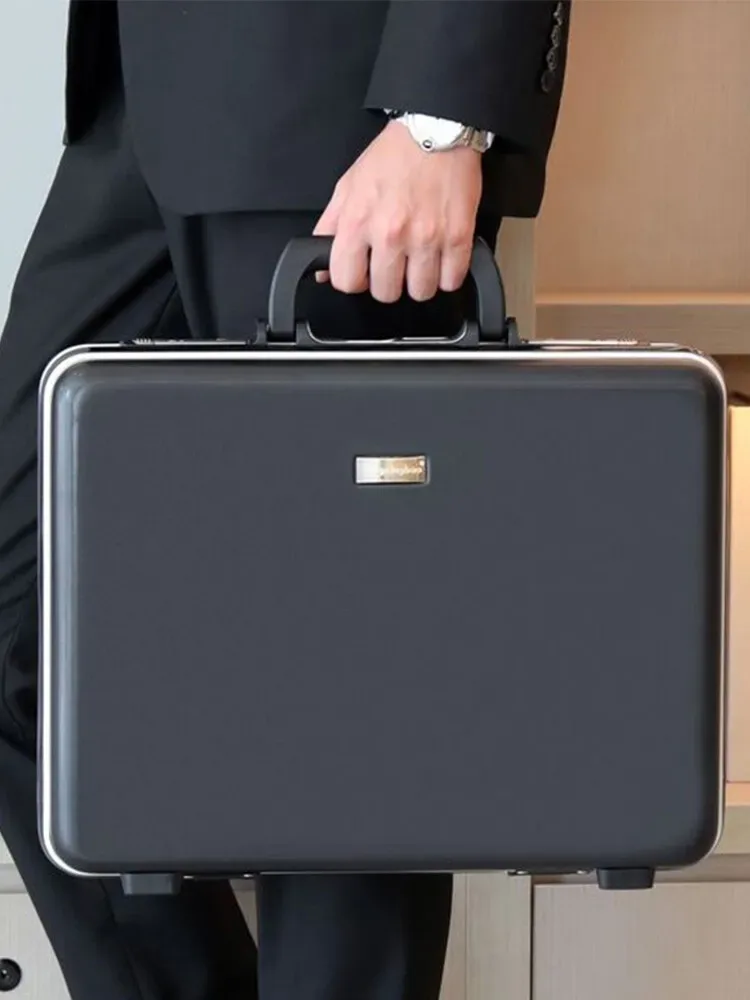 mallette d'affaires antivol avec cadre en aluminium de 18 pouces, étui sécurisé pour ordinateur portable avec serrure tsa pour voyage, sac à main de rangement durable