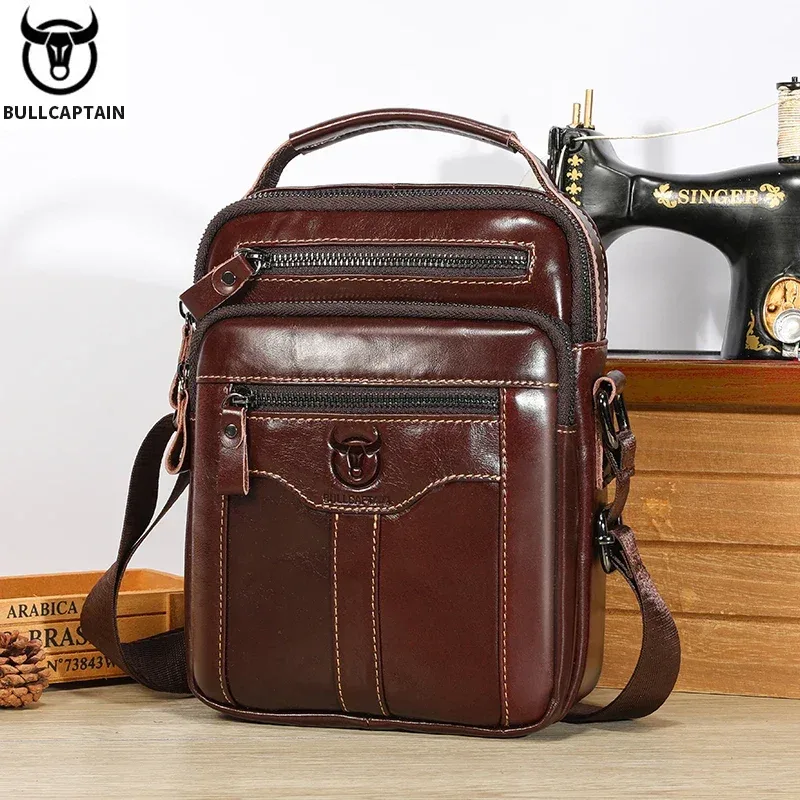 bullcaptain – sac à bandoulière en cuir véritable pour hommes, sac d'affaires pour tablette de 7.9 pouces, sac enveloppe portable multifonctionnel