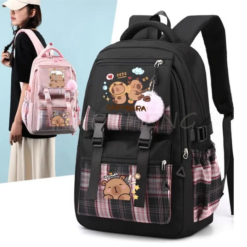 sac à dos imprimé capybara pour femmes, pour ordinateur portable, grande capacité, cartable d'école pour filles et adolescentes, 4 couleurs, cadeau