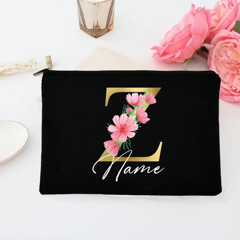 pochette de maquillage personnalisée avec initiales et nom, trousse de toilette de mariée, pochette de toilette monogramme, cadeaux de mariage pour demoiselle d'honneur