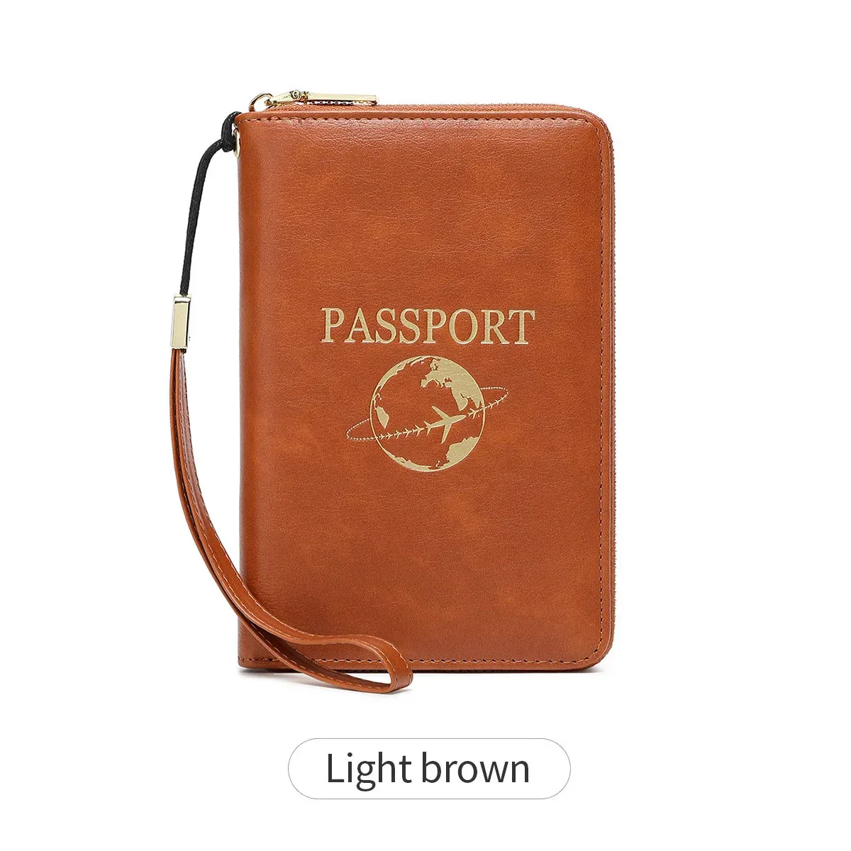 porte-passeport bloquant rfid, portefeuille de voyage, passeport, sac pour cartes de crédit, portefeuille multifonctionnel à fermeture éclair avec dragonne, à la mode