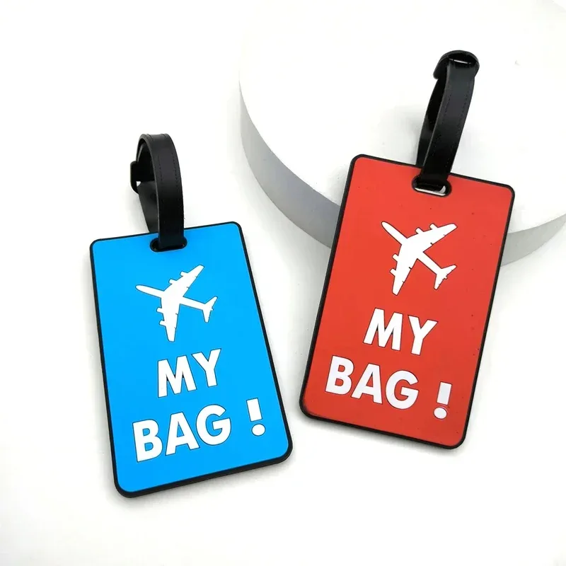 étiquette bagage plastique motif world traveler my tour avion bleu rouge rose vert marron identité voyage croisière