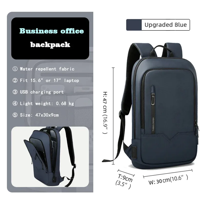 sac à dos heroic knight pour hommes, sac à dos d'affaires mince pour tablette, sac à dos de voyage léger pour ordinateur portable 14 "15.6" 17 pouces pour le travail et l'université