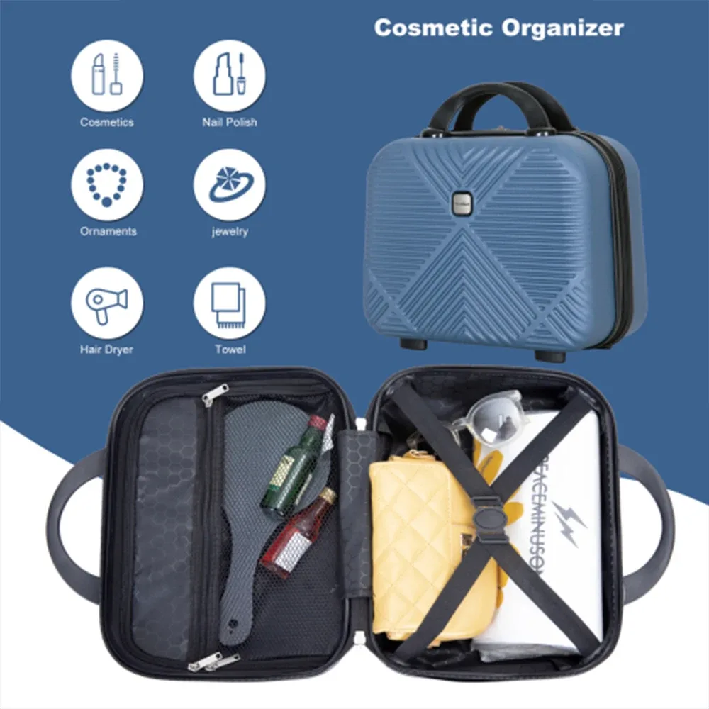 ensemble de bagages travelhouse 4 pièces, valise légère en abs avec roulettes pivotantes, 14" 20" 24" 28"