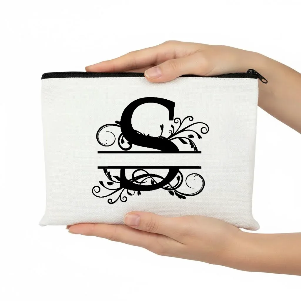 1pc trousse de maquillage personnalisable avec monogramme - pochette de voyage légère, pliable et durable avec fermeture éclair et impression de lettres personnalisées