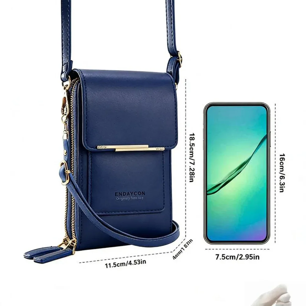 sac à bandoulière pour téléphone avec fenêtre tactile, en cuir premium, anti-rfid, léger, pour femme, portefeuille