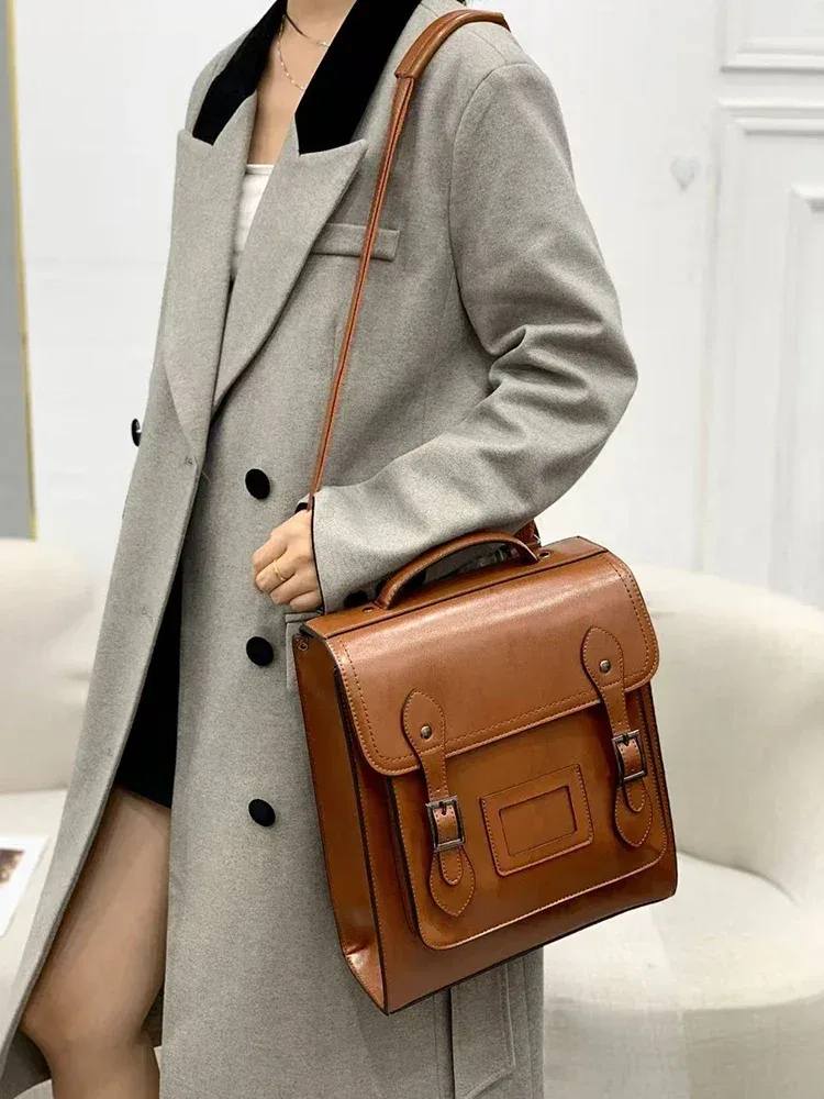sac à dos pour femmes, sac à bandoulière en cuir véritable, sac d'école pour filles, sac à dos pour ordinateur portable en cuir de vache véritable, sacs messagers