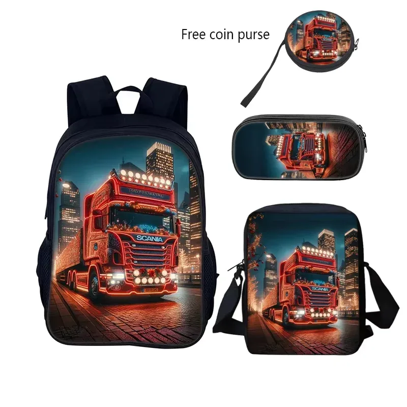 scania-sac à dos durable pour l'école, étui à crayons, livre d'ordinateur, cadeau d'anniversaire pour enfant, ensemble de 3 pièces, 40cm/15.7 pouces