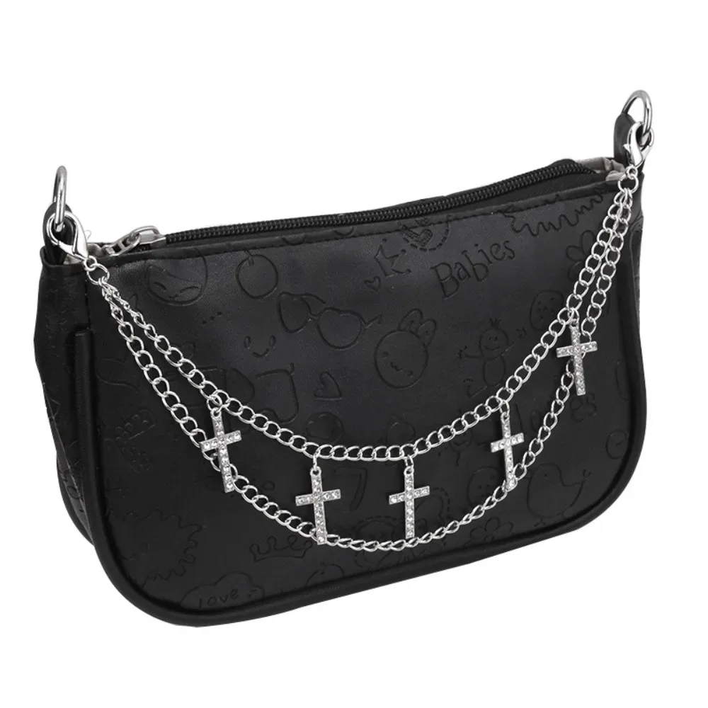 chaîne métallique accessoires décoration mode poignée sangle sac trousseaux bandoulière vêtements tendance voyage style ornement argenté