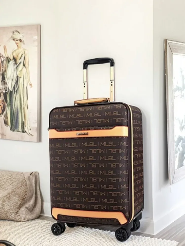 valise à main en cuir véritable, valise à roulettes de 16 pouces pour voyage d'affaires (18/20/24 pouces)