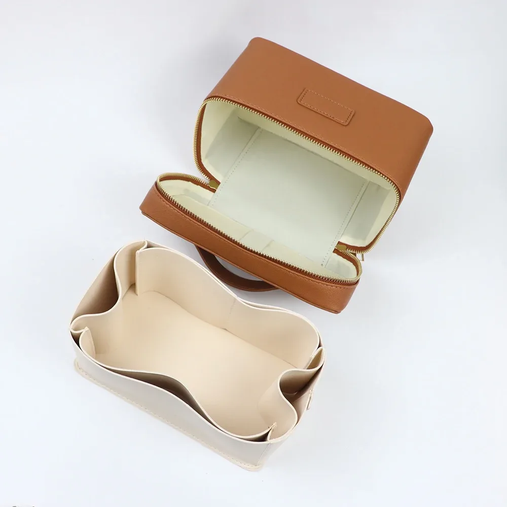 trousse de toilette de voyage personnalisable en cuir saffiano pour femme, sac de rangement portable suspendu pour maquillage et cosmétiques