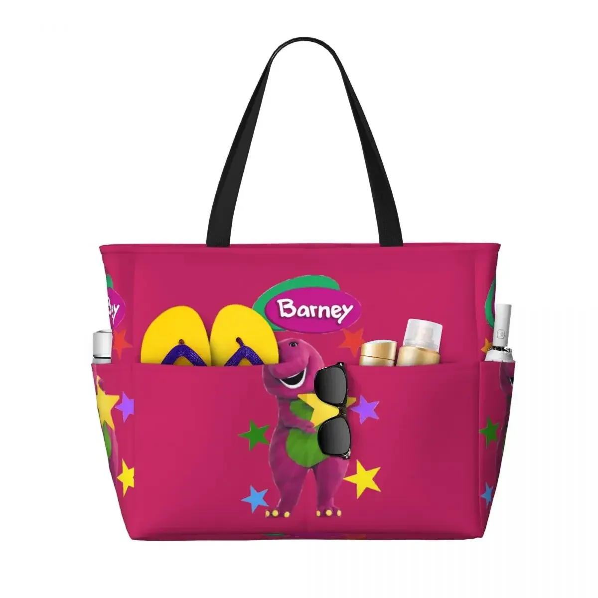 sac voyage polyester motifs personnages animés sacoche noire poches latérales grande poche avant usage voyage sport plage yoga