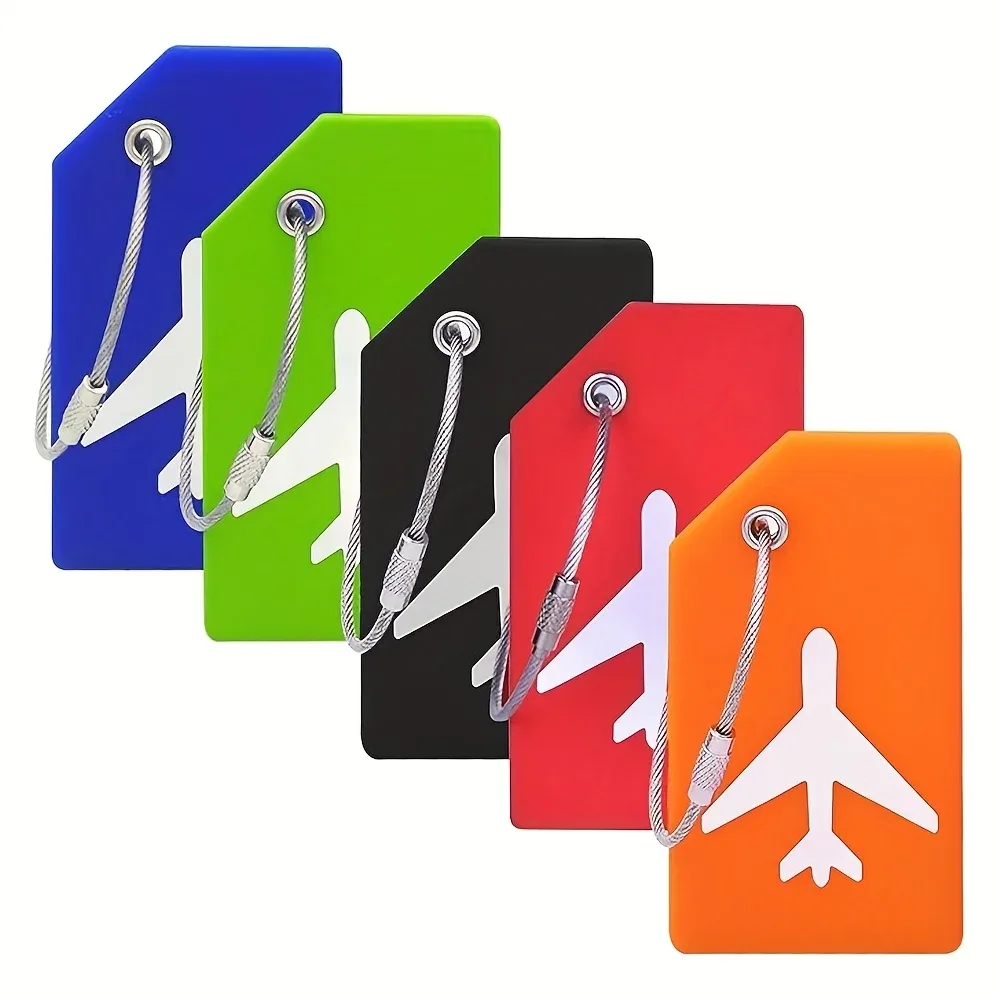 étiquette de bagage en silicone pour valises avec boucle en acier inoxydable, approuvée par tsa, étiquettes de sac essentielles de voyage pour protection de la vie privée