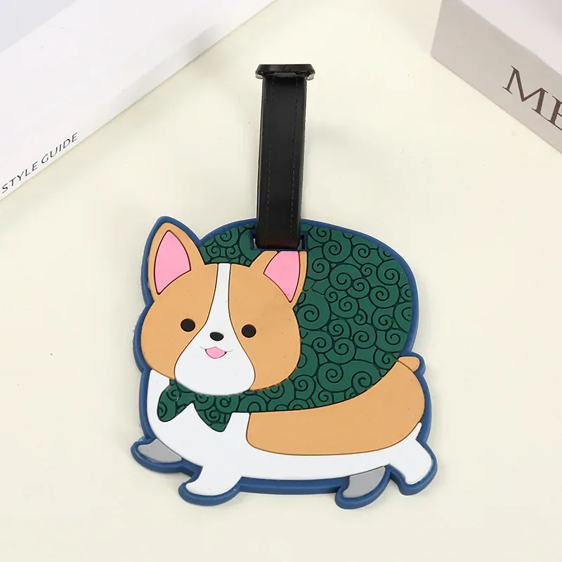étiquette de bagage en silicone, 1 pièce, dessin animé mignon, animal créatif, étiquette de valise, nom d'identification, petit pendentif, accessoires de voyage