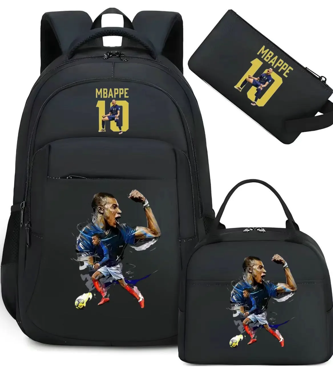 sac à dos m-mbappe camouflage 3 pièces, sacs d'école pour ordinateur portable, pour garçons et filles, sacs de voyage décontractés pour femmes et hommes, mochila