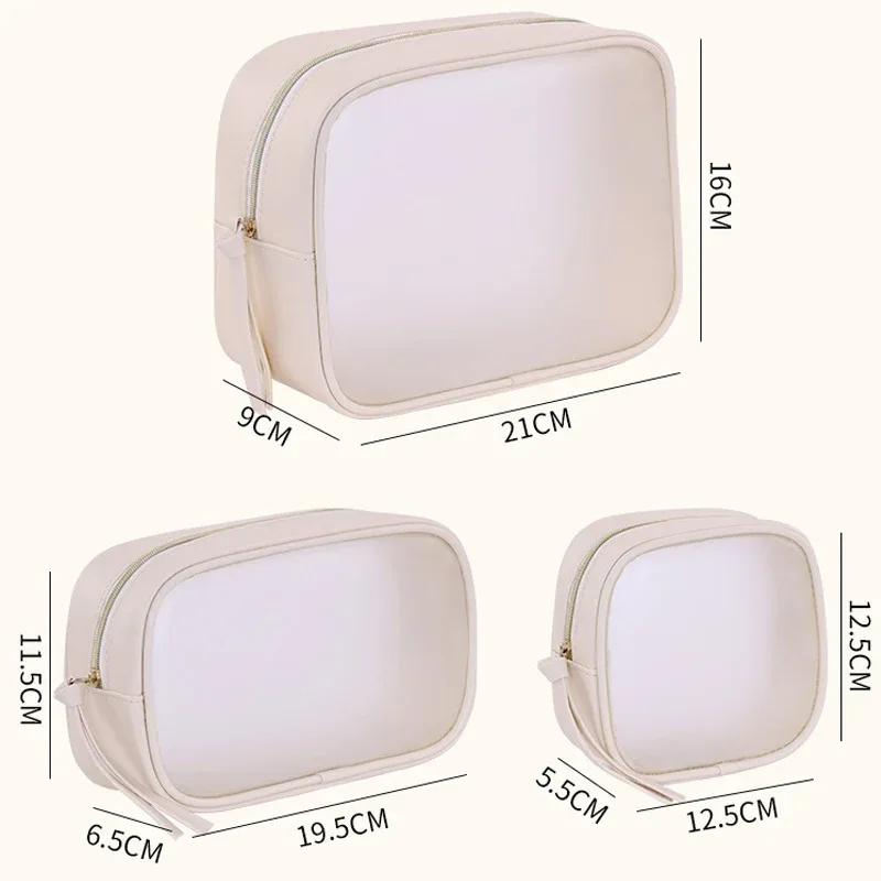 sac à cosmétiques semi-transparent en pvc mat - organisateur de maquillage de luxe grande capacité, trousse de toilette de voyage pour femmes