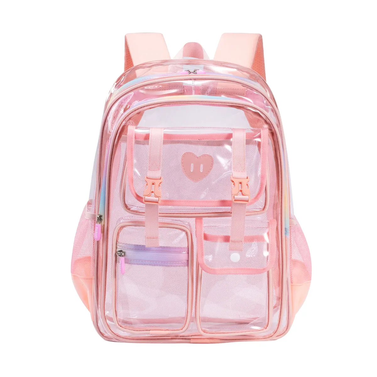 sac à dos transparent en pvc pour filles, sac d'école léger et transparent pour enfants, pour l'école quotidienne et les voyages