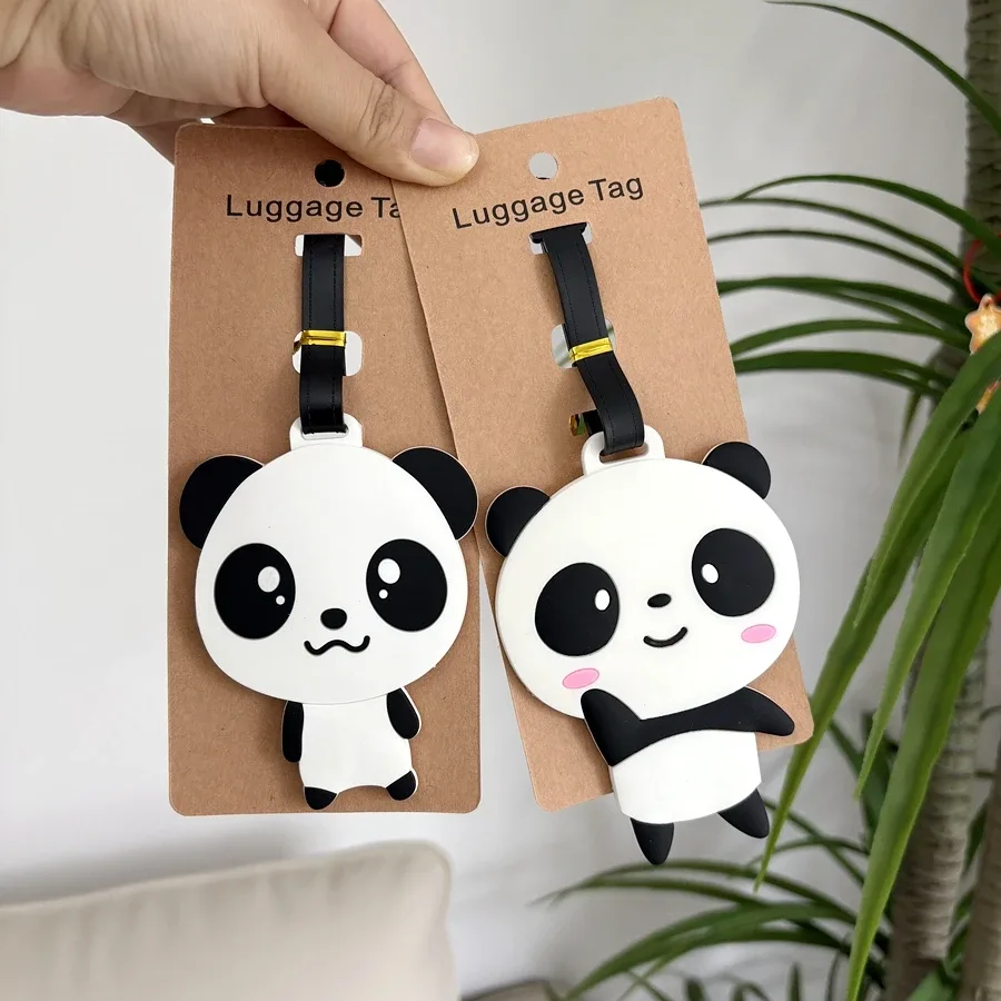 étiquette de bagage en forme d'animal flamant rose, étiquette de bagage panda pour carte d'embarquement, étiquette de contrôle en caoutchouc souple pvc, anti-perte, nom, papier inclus, 1 pièce