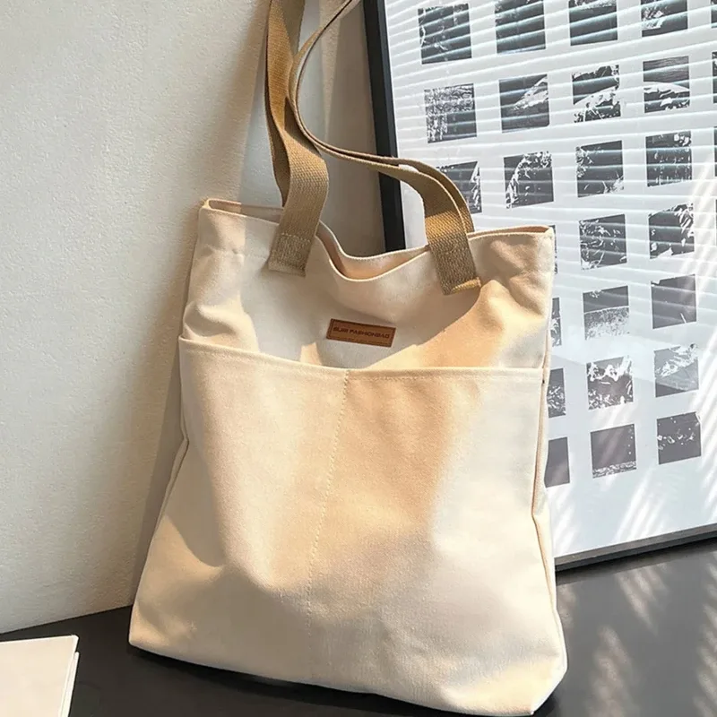 femmes toile sac fourre-tout couleur unie concepteur dames sac à main décontracté sac à bandoulière grande capacité coton réutilisable shopping sac de plage