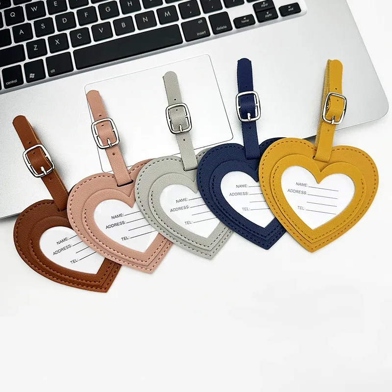 étiquette de bagage personnalisée en cuir pu avec nom et lettres diy, étiquette de valise de luxe en gros, breloque de sac cadeau pour anniversaire de mariage