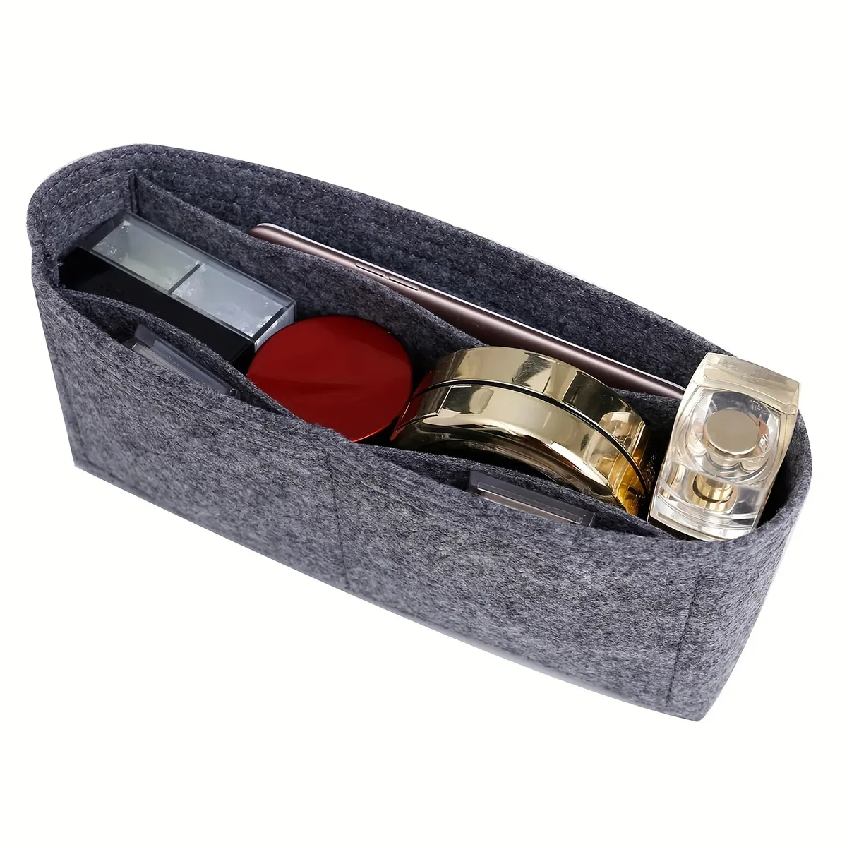 sac à main en feutre souple portable pour femme, accessoire de voyage, organisateur de maquillage