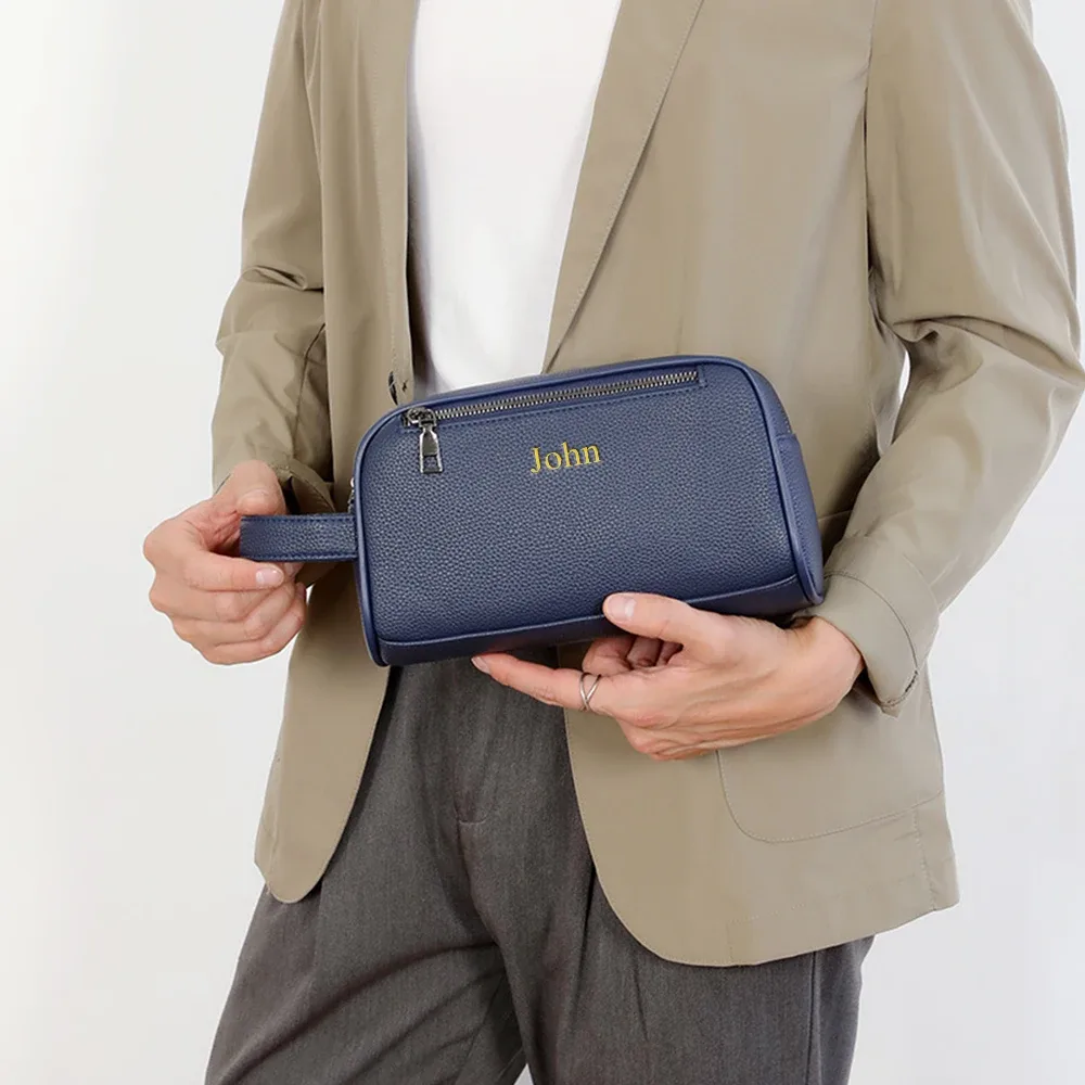sac à main d'affaires pour homme personnalisé en cuir souple, grande capacité, sac de rangement de voyage extérieur en cuir pu