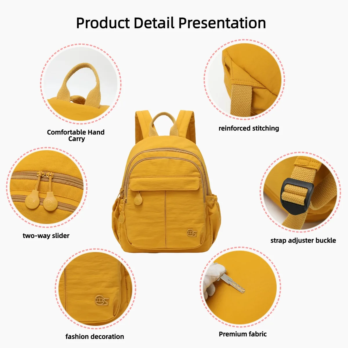 petit sac à dos décontracté pour femmes, sac à dos en nylon multi-poches, mini sac à dos portable, sac de voyage quotidien pour le shopping en plein air