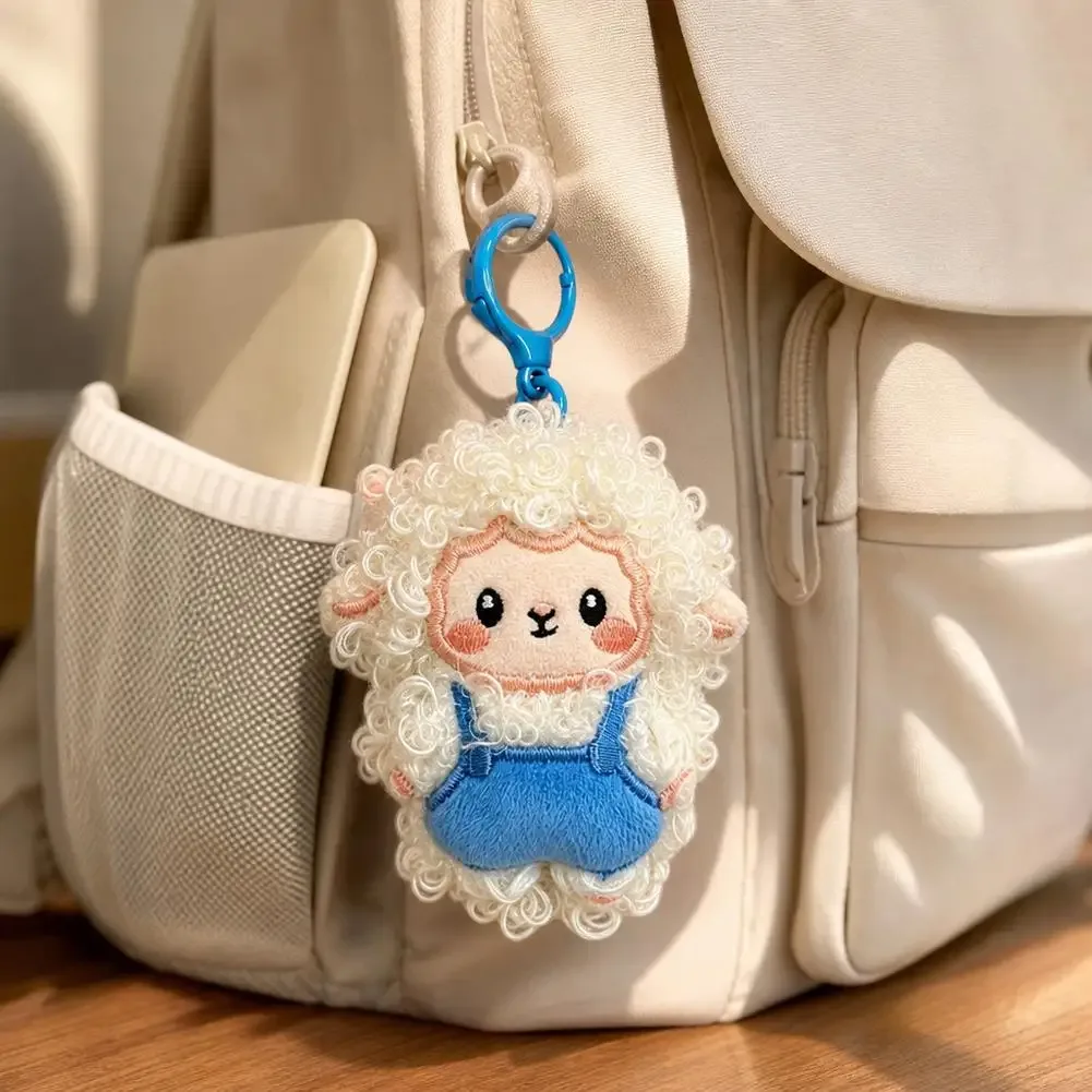 porte-clés sac à dos en peluche mouton bouclé, pendentif agneau dessin animé kawaii, ornement de sac, cadeau pour couple, petite amie, décoration