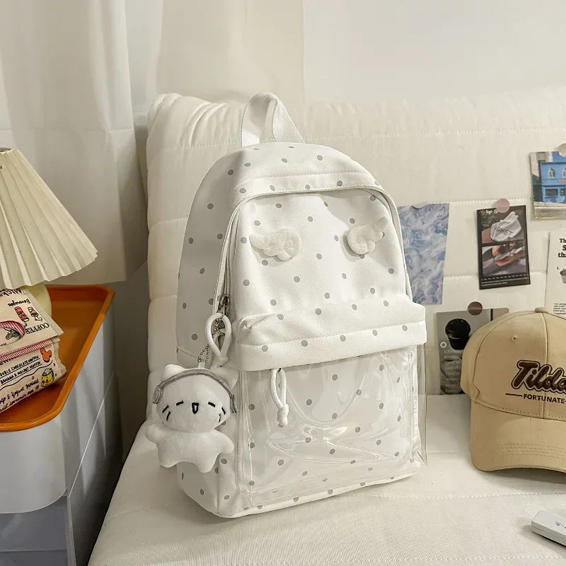 sac à dos bleu à pois, sac d'école classique unisexe, matériau en nylon, style jeune, capacité de 20 à 35 l, capacité pour ordinateur portable de 14 pouces