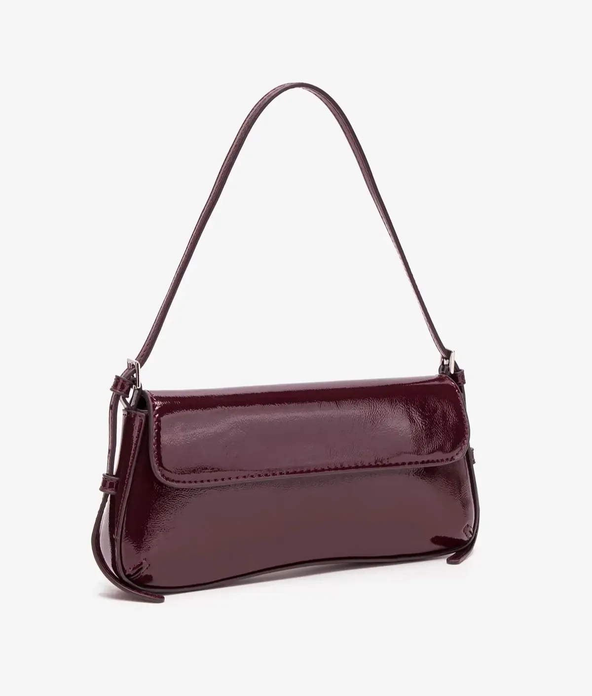 Sac à bandoulière brillant pour femmes, élégant et stylé, sac à main rouge vin, petit sac sous le bras, pochette polyvalente de couleur unie