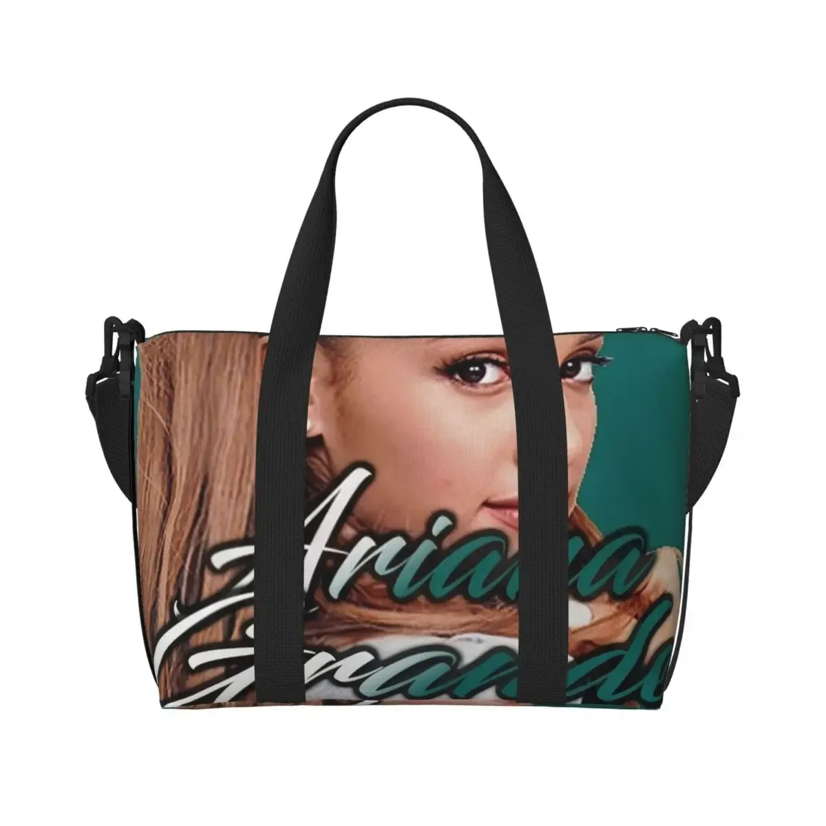 sac fourre-tout personnalisé ariana grande pop music pour femmes, sacs de voyage de grande capacité pour chanteur américain, plage, gymnastique
