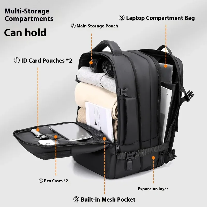 sac de voyage, sac à dos grande capacité, sac à dos extensible pour voyage d'affaires, sac à dos, sac de cabine pour hommes d'affaires