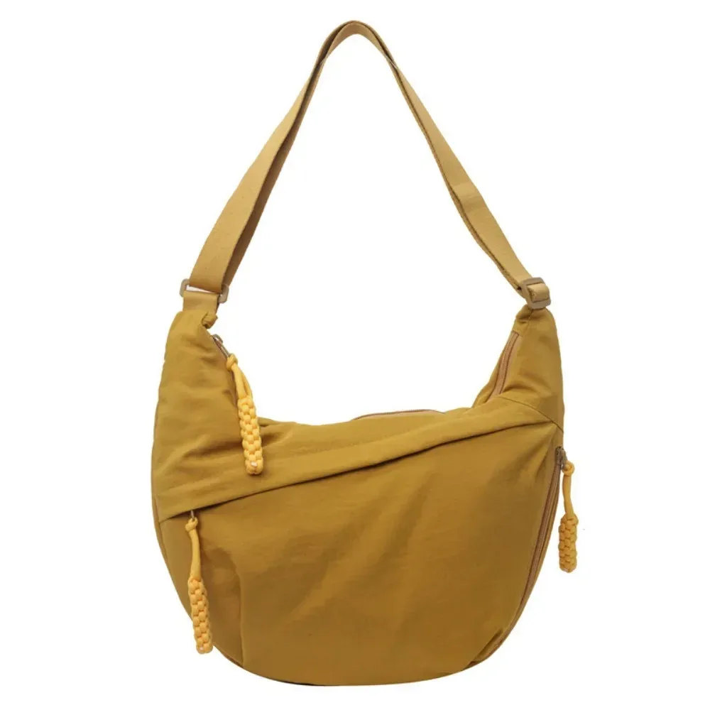 sacs à bandoulière en toile décontractés coréens simplifiés, sac hobos de sport de grande capacité, sac de boulettes léger de couleur unie pour femmes