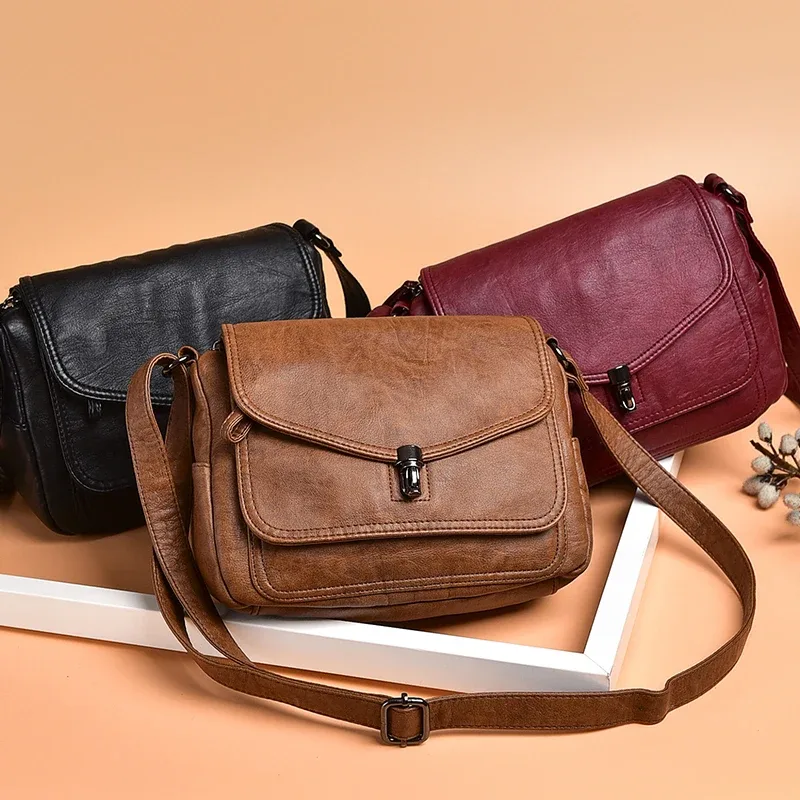 sac à bandoulière vintage 2026 pour femme en cuir souple, petit sac fourre-tout décontracté, sac à main tendance pour dames