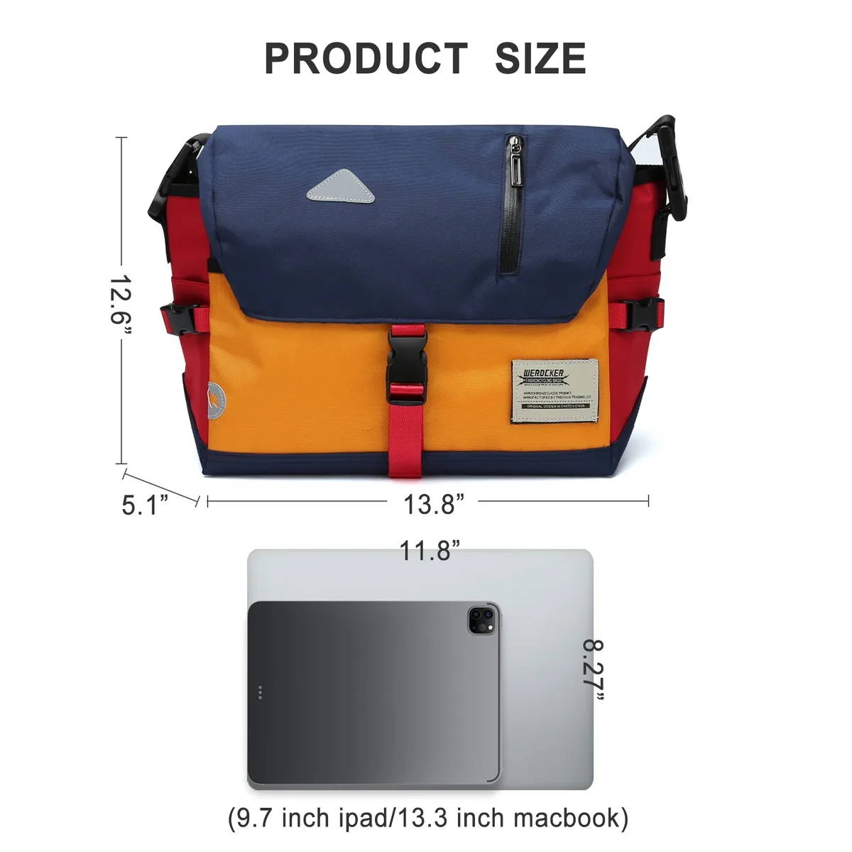 sac messager classique en toile, sac à bandoulière initié par le degré d'eau, sac pour ordinateur portable de 13 pouces pour les voyages, le travail, l'université, le cyclisme
