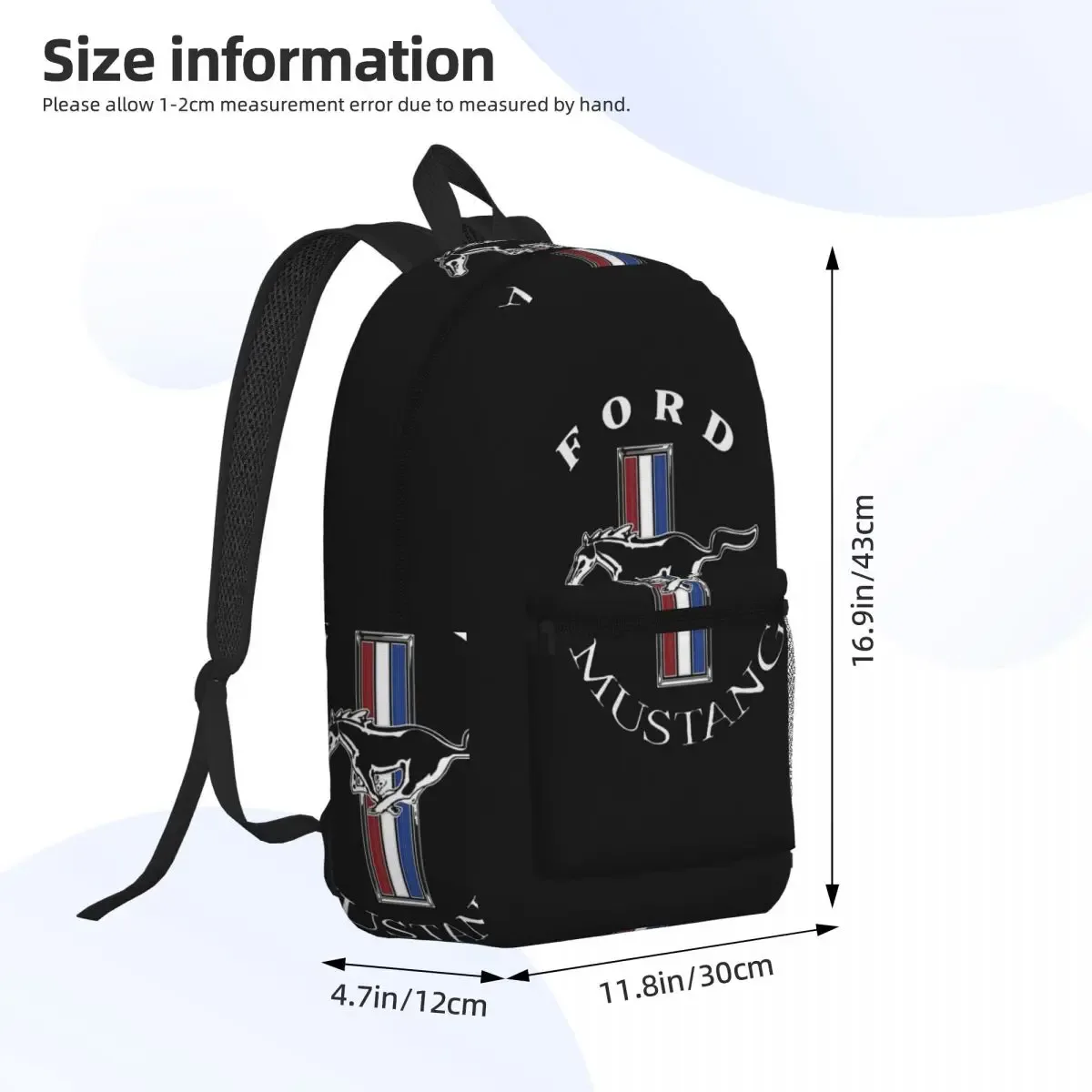 sac à dos d'école avec logo ford mustang pour étudiants, sac à dos de randonnée, de voyage, pour garçons et filles, sac à livres, sacs à bandoulière