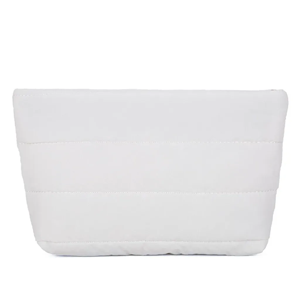 pochette de maquillage matelassée décontractée, couleur unie, rembourrée, sac de toilette de voyage, grande capacité, fermeture éclair, organiseur de cosmétiques pour femmes