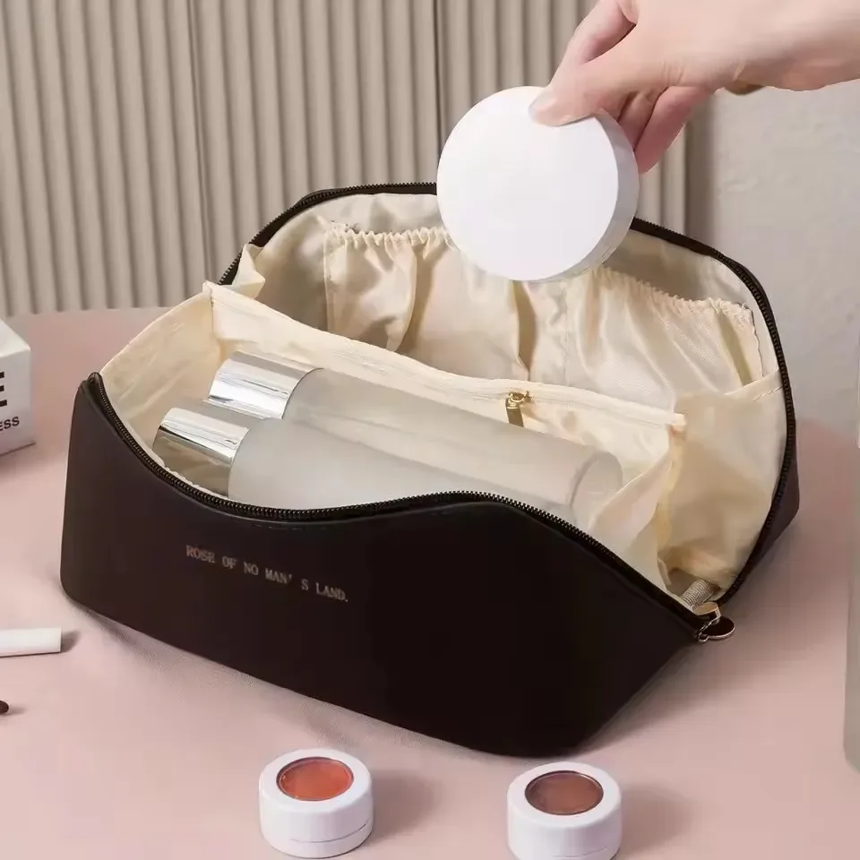 organisateur de maquillage, trousse de toilette féminine, trousse de maquillage, pochette de rangement, boîte de luxe pour dames, trousse à cosmétiques, sac de rangement pour voyage à fermeture éclair