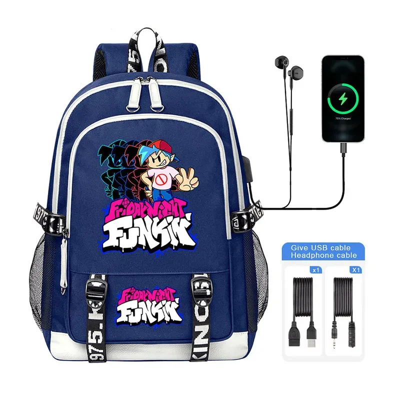 vendredi soir funkin enfants sac à dos haute qualité usb garçon fille sac d'école grande capacité hommes étudiants ordinateur portable sac à bandoulière
