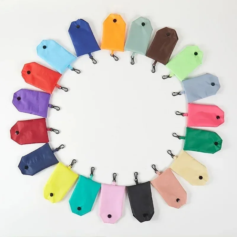 sac de shopping en polyester uni pour femmes, écologique, pliable, réutilisable, sac fourre-tout portable pour les courses et les voyages.