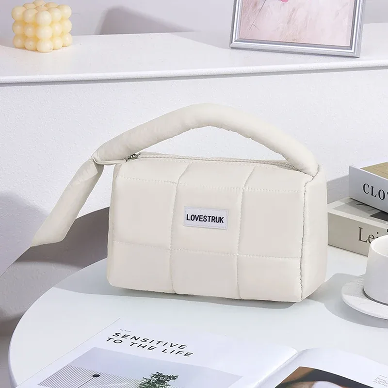 sac de maquillage de style sac à main carré de grande capacité à la mode, sac de voyage pour cosmétiques, sac de toilette imperméable en polyester pour femmes
