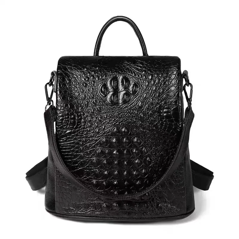 sac à dos en cuir group de vache pour femme, marque de luxe, alligator, décontracté, nouvelle mode 2025