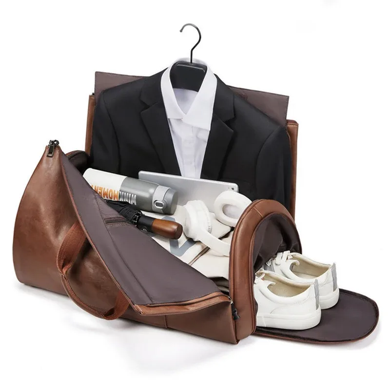 nouveau sac de rangement pliable en cuir souple pour costumes, pour femmes et hommes, sac de voyage de fitness à grande capacité, design tendance
